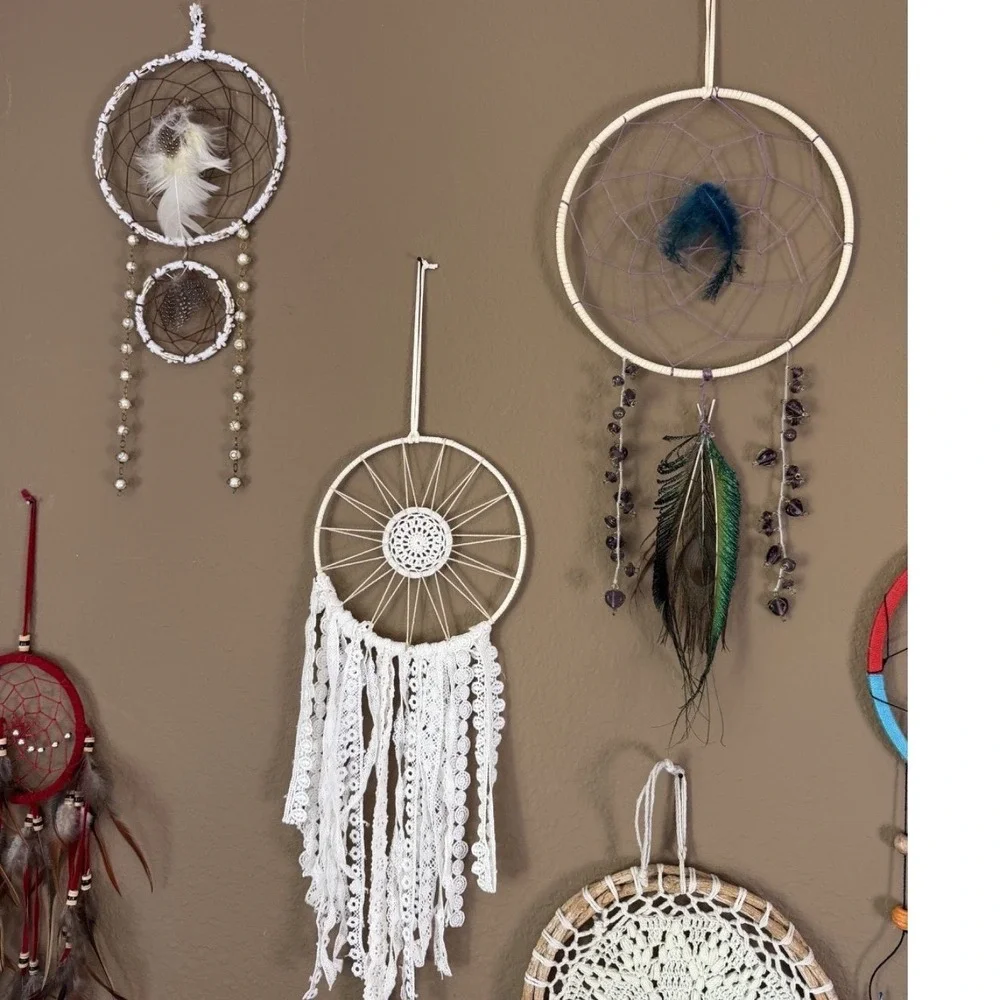 Lot of 14 Dream Catchers Boho‎ Wall Hanging Handmade Feather Macrame Mixed Sizes